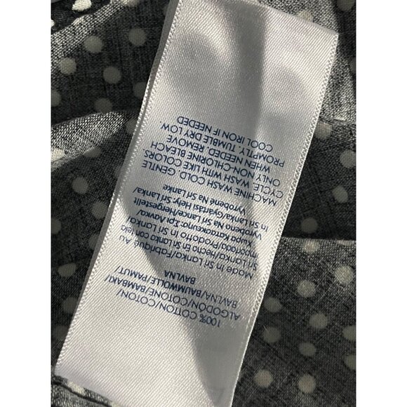 Chaps No Iron Women's 2x Polka Dot Button Down Top Flip Cuff Black White - Picture 5 of 6